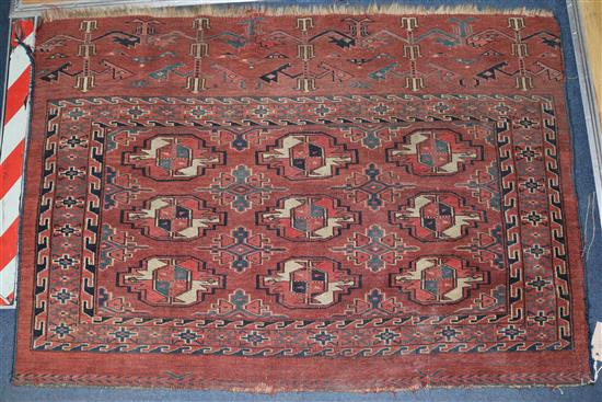 A Tekke rug, 3ft 7in by 2ft 5in.